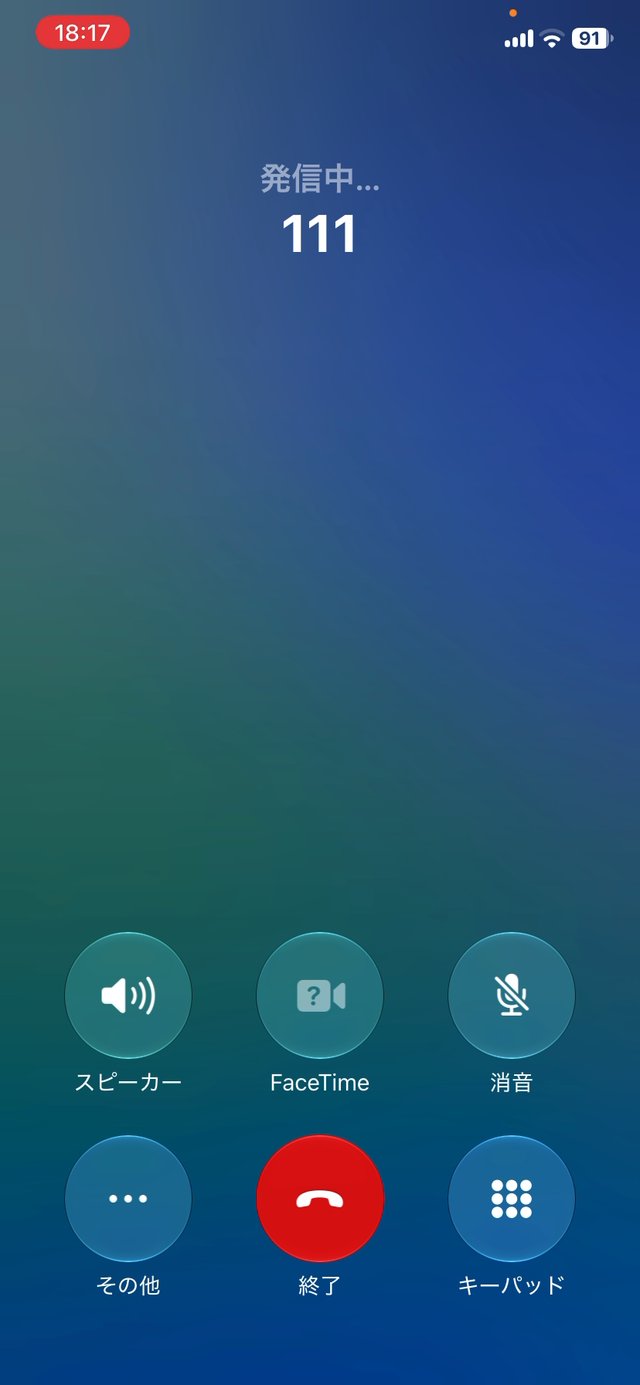 111に発信している画面